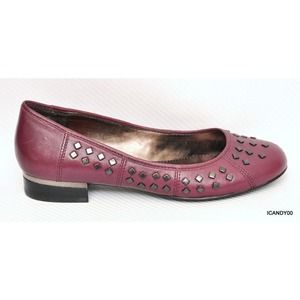 Isola ALETTA Studded Leather Flat Ballet Slip-On Shoe Violet 6 New
